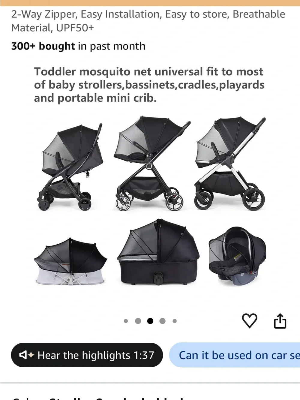Universal Stroller Sun Shade Cover & Mosquito Net